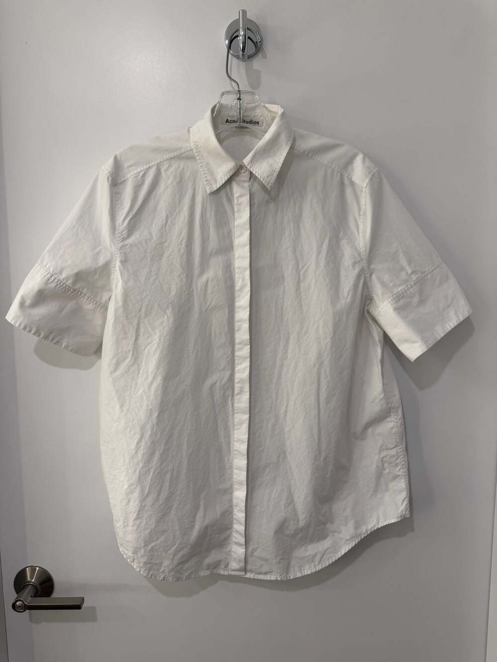 Acne Studios Addle Sh Si Pop UW15 Short Sleeve Cotton Poplin Button-Up Shirt